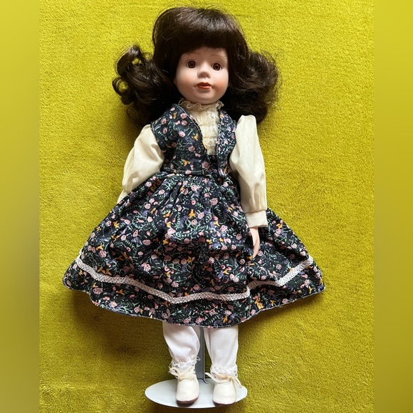 Vintage Hand Crafted Genuine Porcelain Doll with Stand - Picture 2 of 7